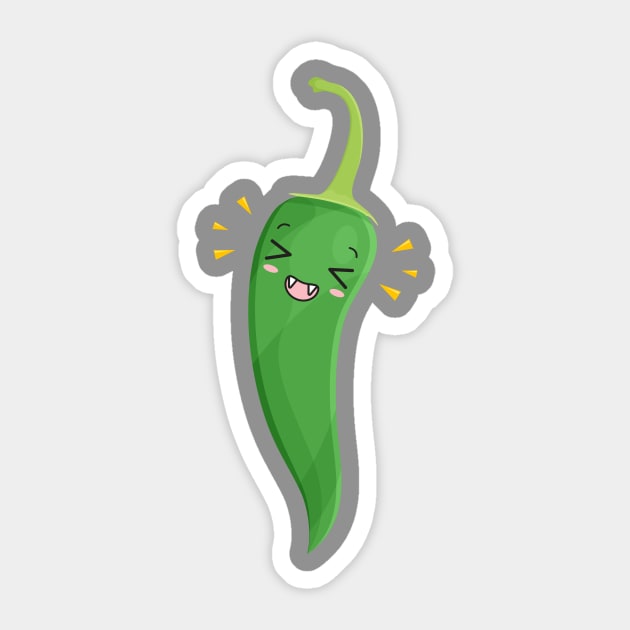 Jalapeno Cute Japanese Hot Pepper - Anime Style Kawaii Food Sticker by PerttyShirty